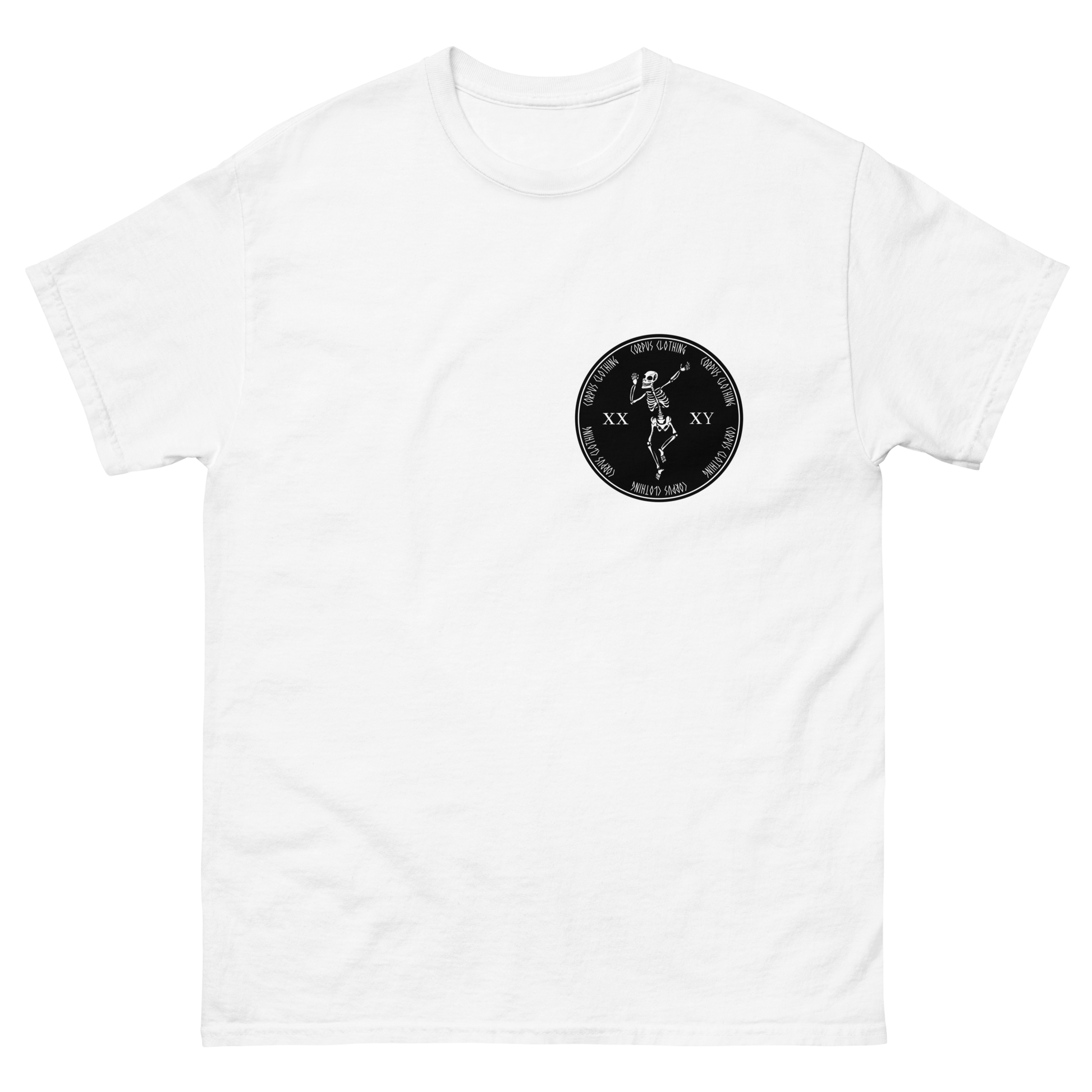 men's and women's white corpus T-shirt